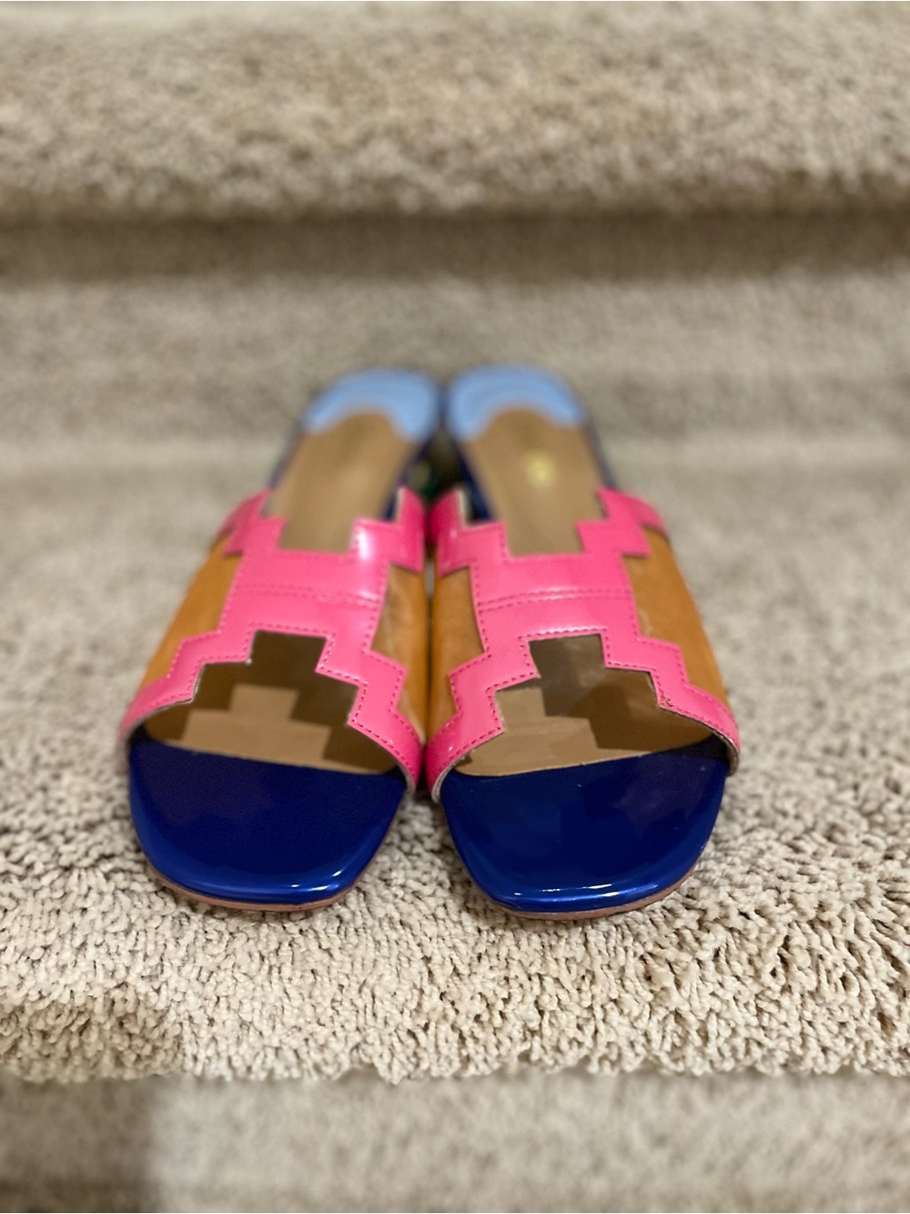 J.Renee Blue, Pink & Orange Slide Sandals